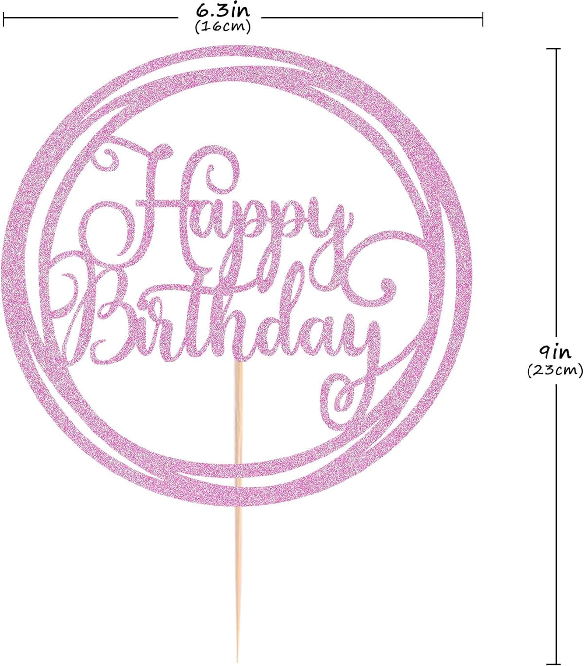 Happy Birthday Cake Topper - Pink Glitter Happy Birthday Cake Decoration Supplies for Children or