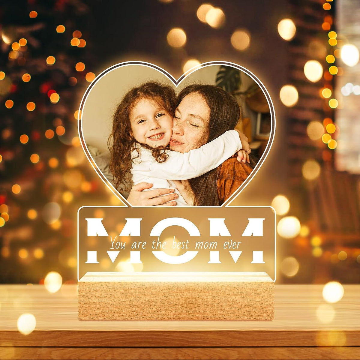 Personalized Birthday Gifts for Mom from Daughter and Son, Custom Heart Picture Frames with Photo