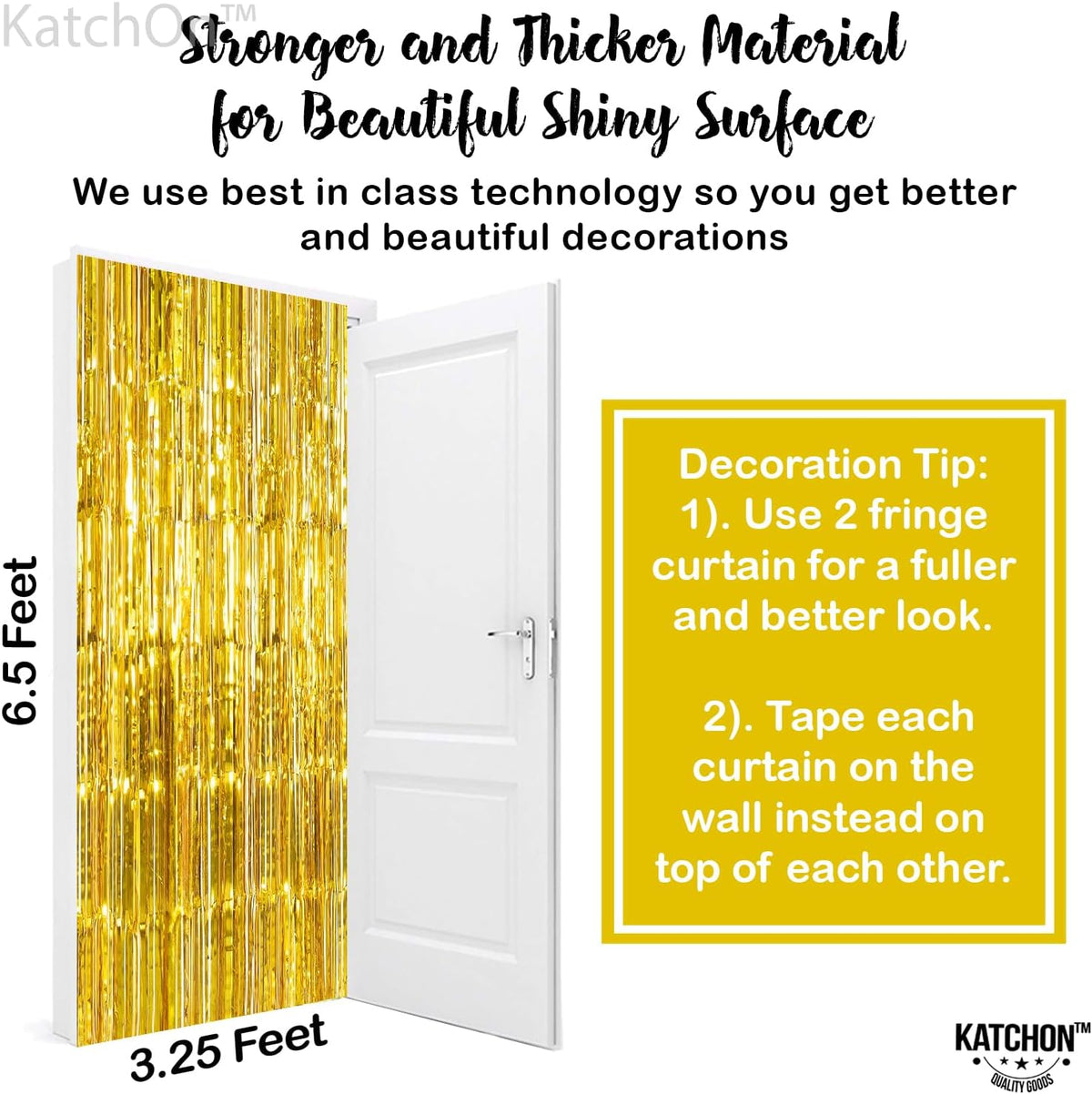 KatchOn, Gold Backdrop Curtain - 2 Pcs | Foil Fringe Curtain for 50th Birthday Decorations | Gold