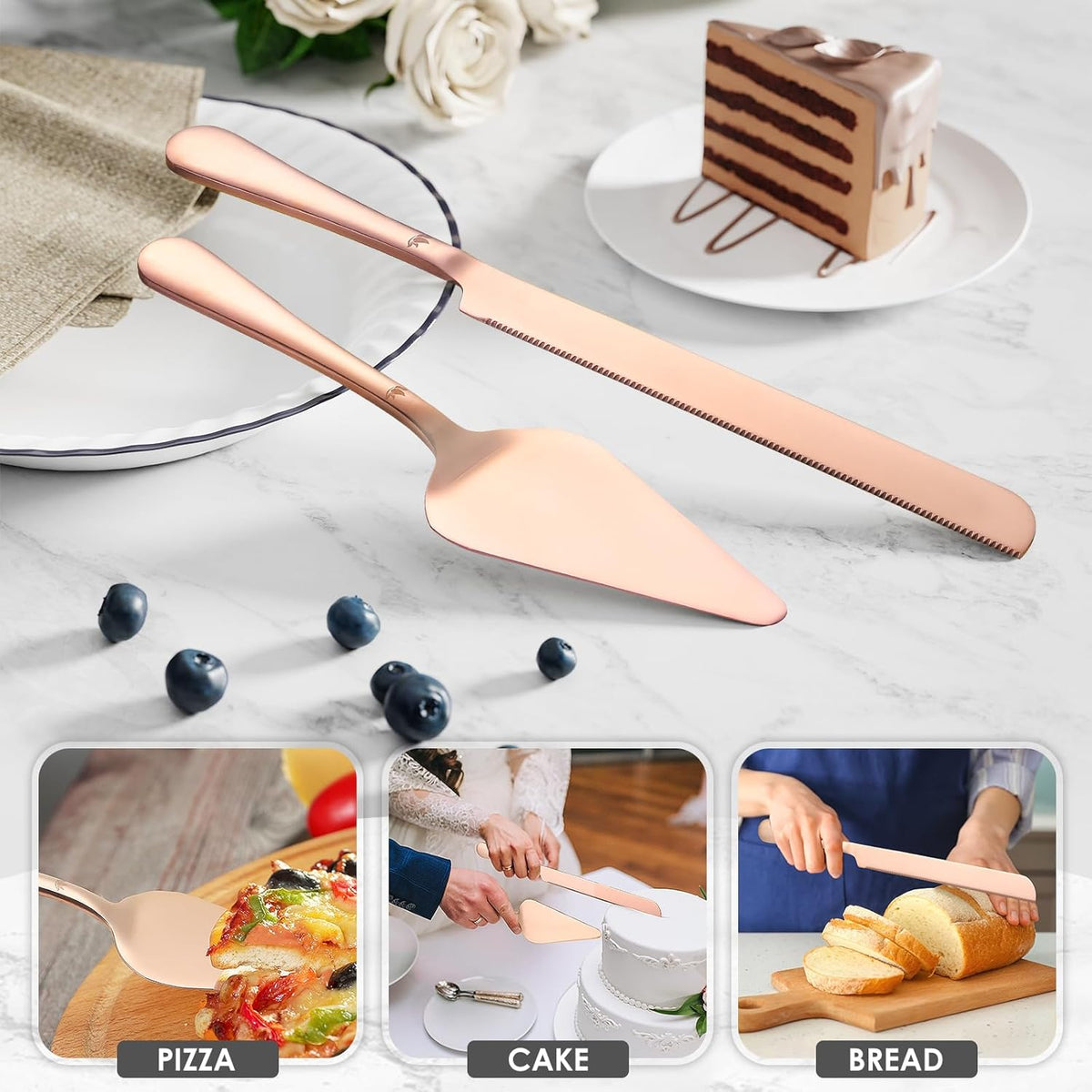 Cake Cutting Set for Wedding - Extended Cake Knife And Server Set Thickened Stainless Steel Cake