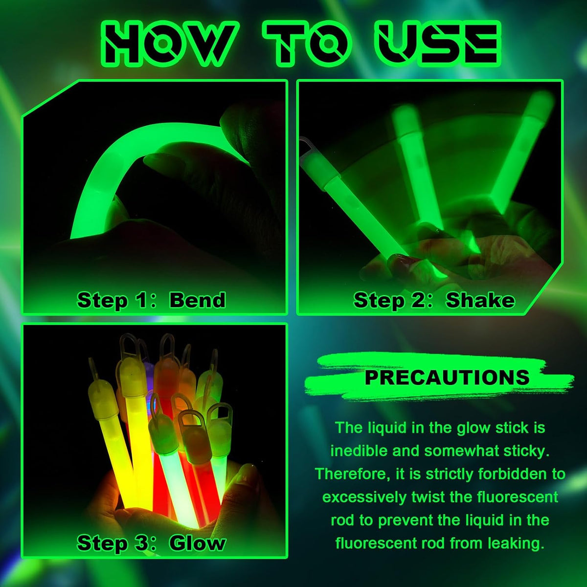 Lewtemi 4" or 6" 100 Pack Bright Glow Sticks Bulk, Glow in The Dark Party Supplies Birthday and