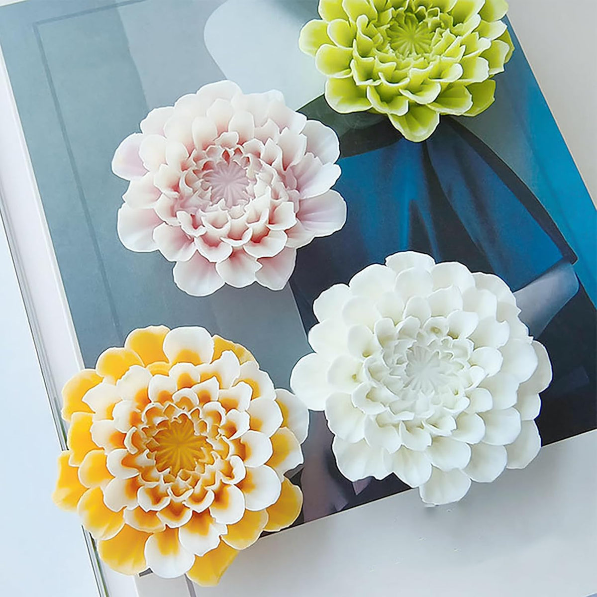 Large Flower Succulent Candle Mold Resin Casting Silicone Molds for Home Decor & Candle Making Wave