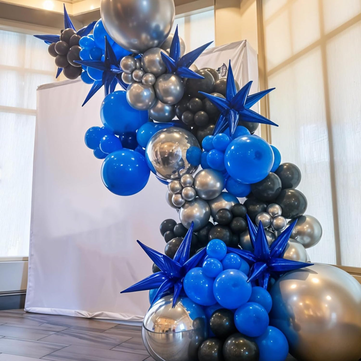 Blue and Black Balloons,12 Inch Dark Blue and Silver Black Pearl Light Blue Balloons for Boys