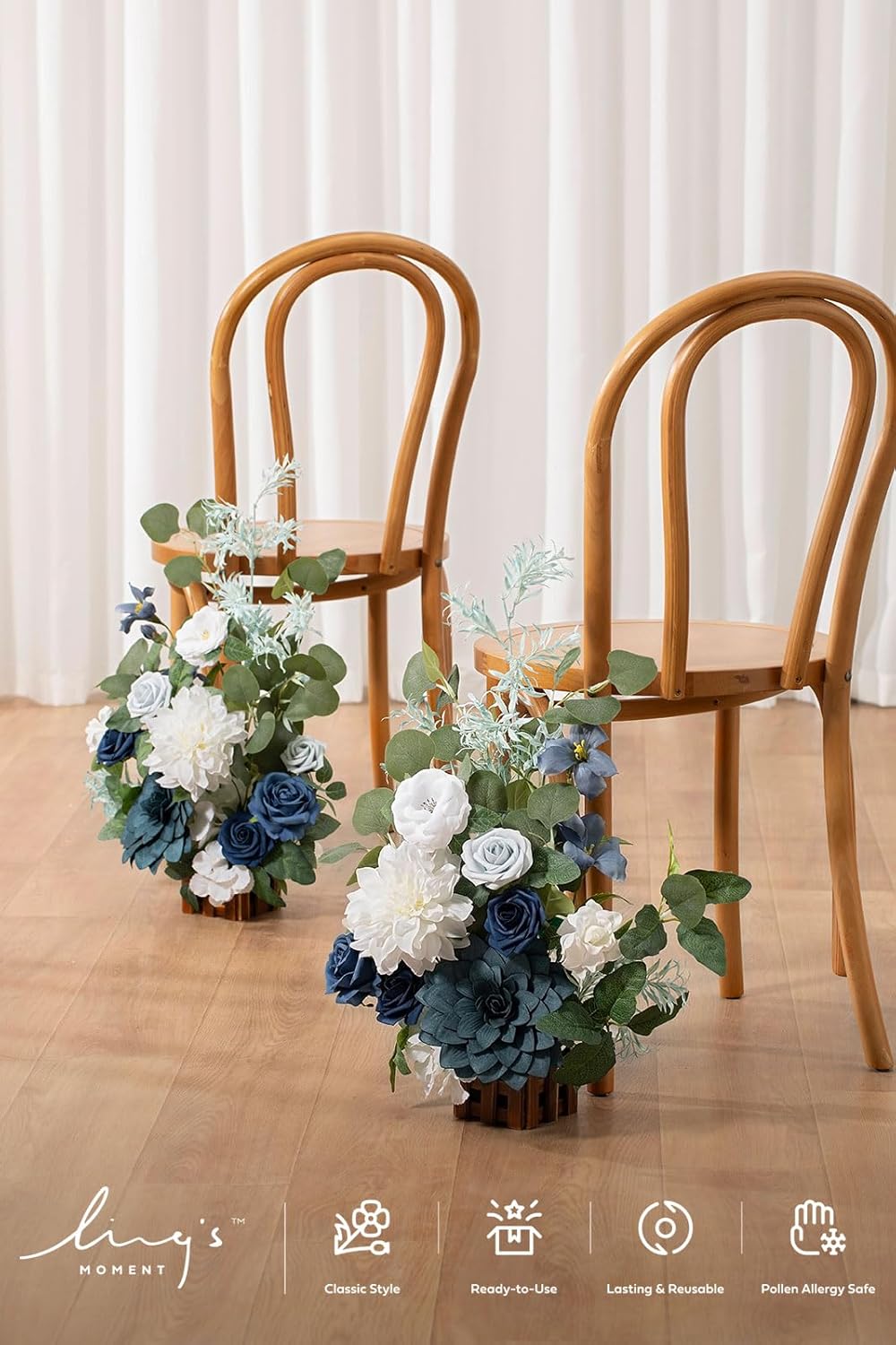 Ling's Moment 17.5" Tall Standing Artificial Flowers Arrangements 4 pcs Wedding Aisle Runner Chair