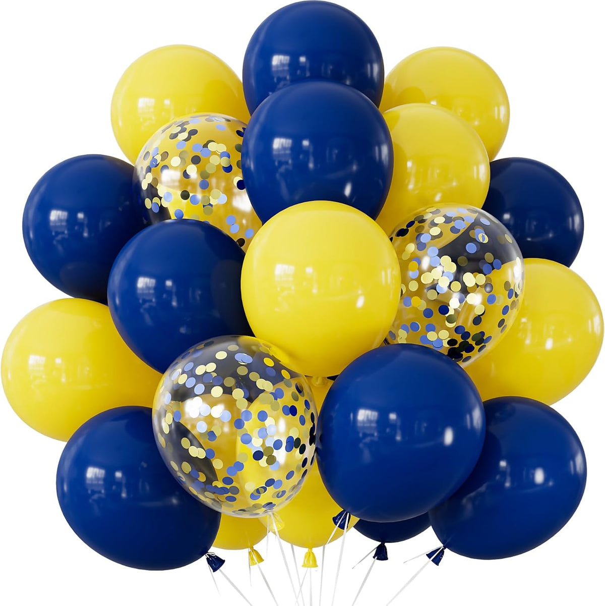 Blue and Yellow Balloons - Navy Blue Balloons 12 Inch Yellow Latex Balloon Glitter Confetti Balloon