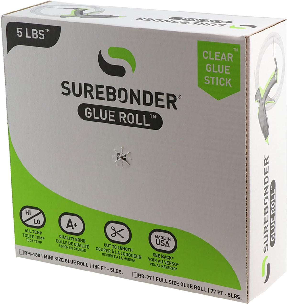 Surebonder RR-77 Full Size 77 ft. Clear All Temperature Hot Glue Stick Roll/Rope for Continuous