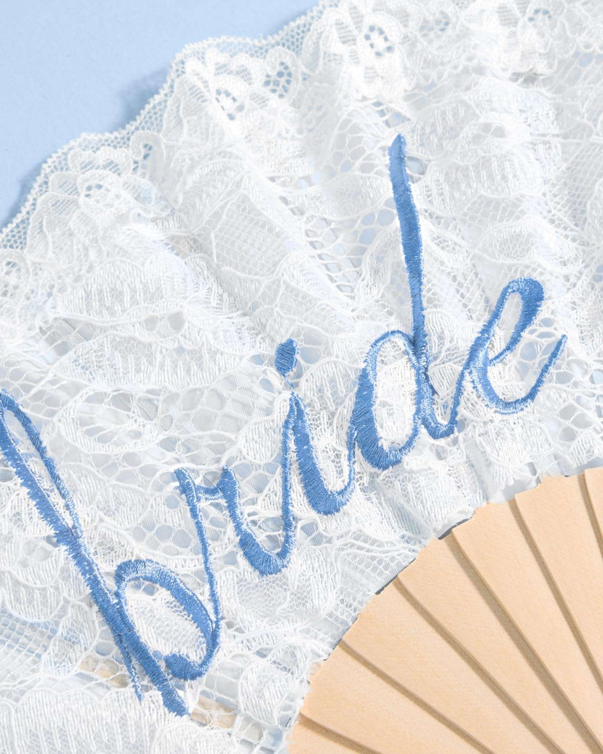 xo, Fetti White Lace Bride to Be Folding Fan | Bridal Something Blue, Wedding Accessory, Bridesmaid