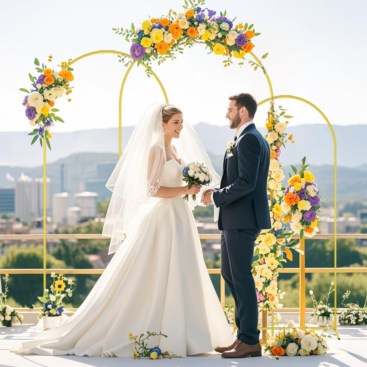 FOTSHARER Wedding Arch Backdrop Stand and Black Arch Covers Stretchy Backdrop Set of 3 (7.2FT