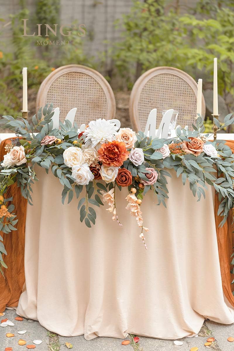 Ling's moment Fall 9FT Flower Garland for Backdrop Decorations - Wedding Arch Flowers, Eucalyptus &