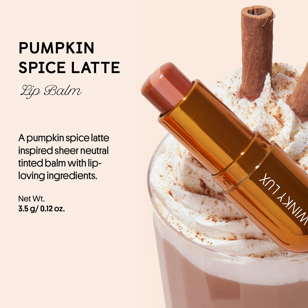 Winky Lux Pumpkin Spice Latte Tri-Color Tinted Lip Balm – Hydrating Balm, Sheer Pink Tint, Lip Care