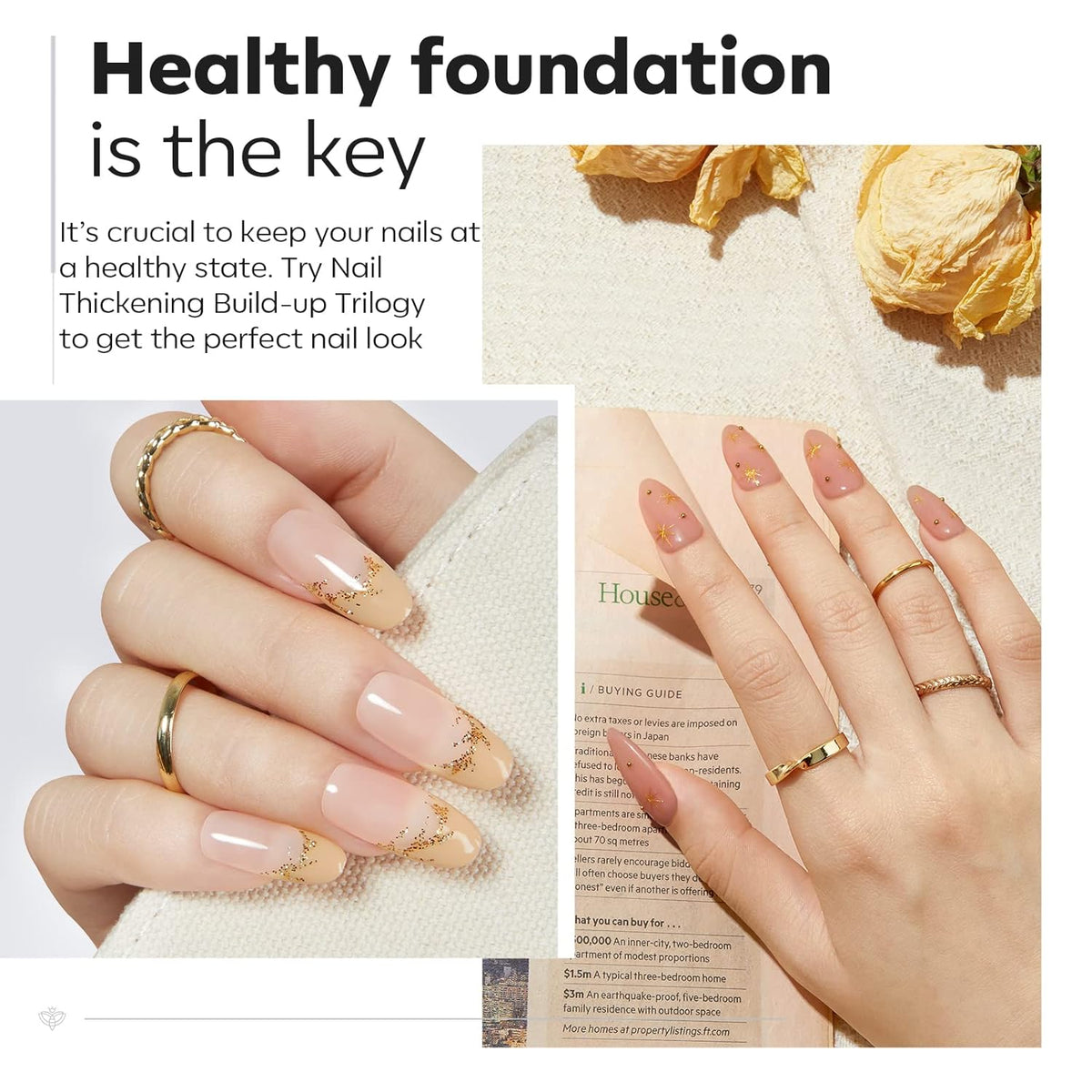 modelones Builder Nail Gel with Gel Top Coat, 3Pcs Clear Builder Nail Kit for Thickening Apex