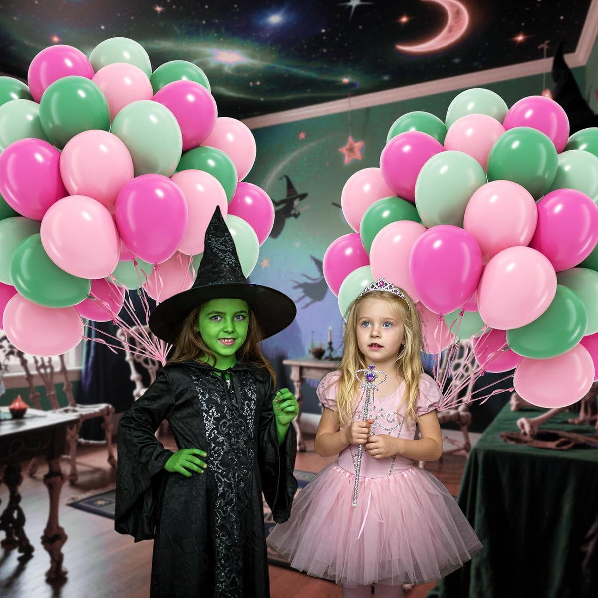 60pcs Pink and Green Balloons 12inch with Light Pink Dusty Green Balloons for Hawaiian Baby Shower
