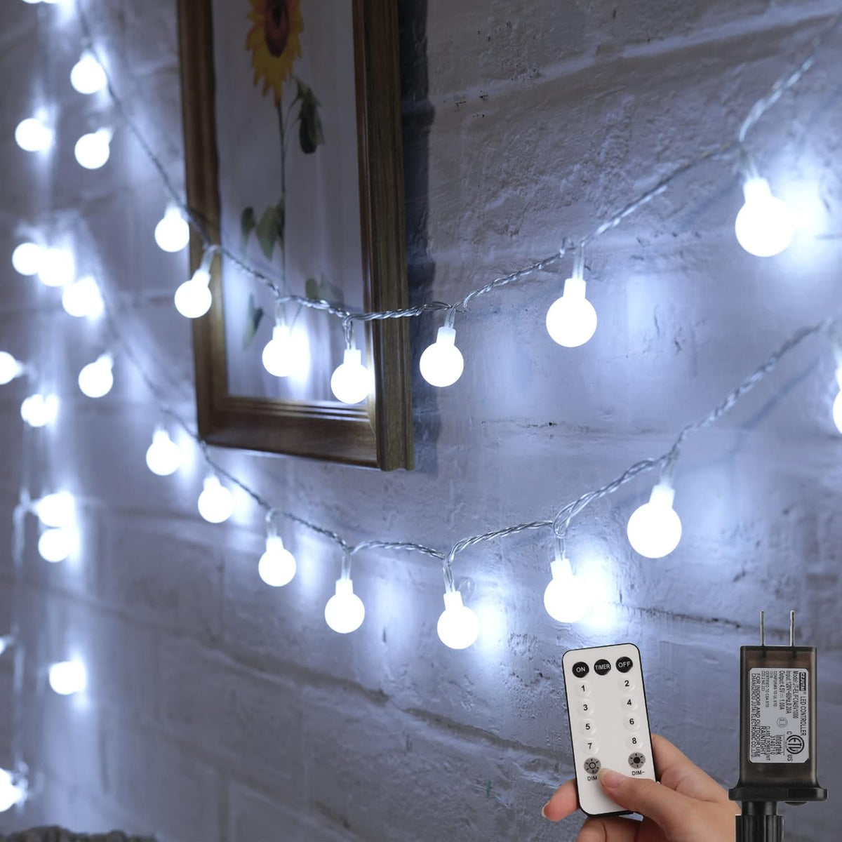 Minetom 33 Feet 100 Led Globe Ball String Lights, Fairy String Lights Plug in with Remote