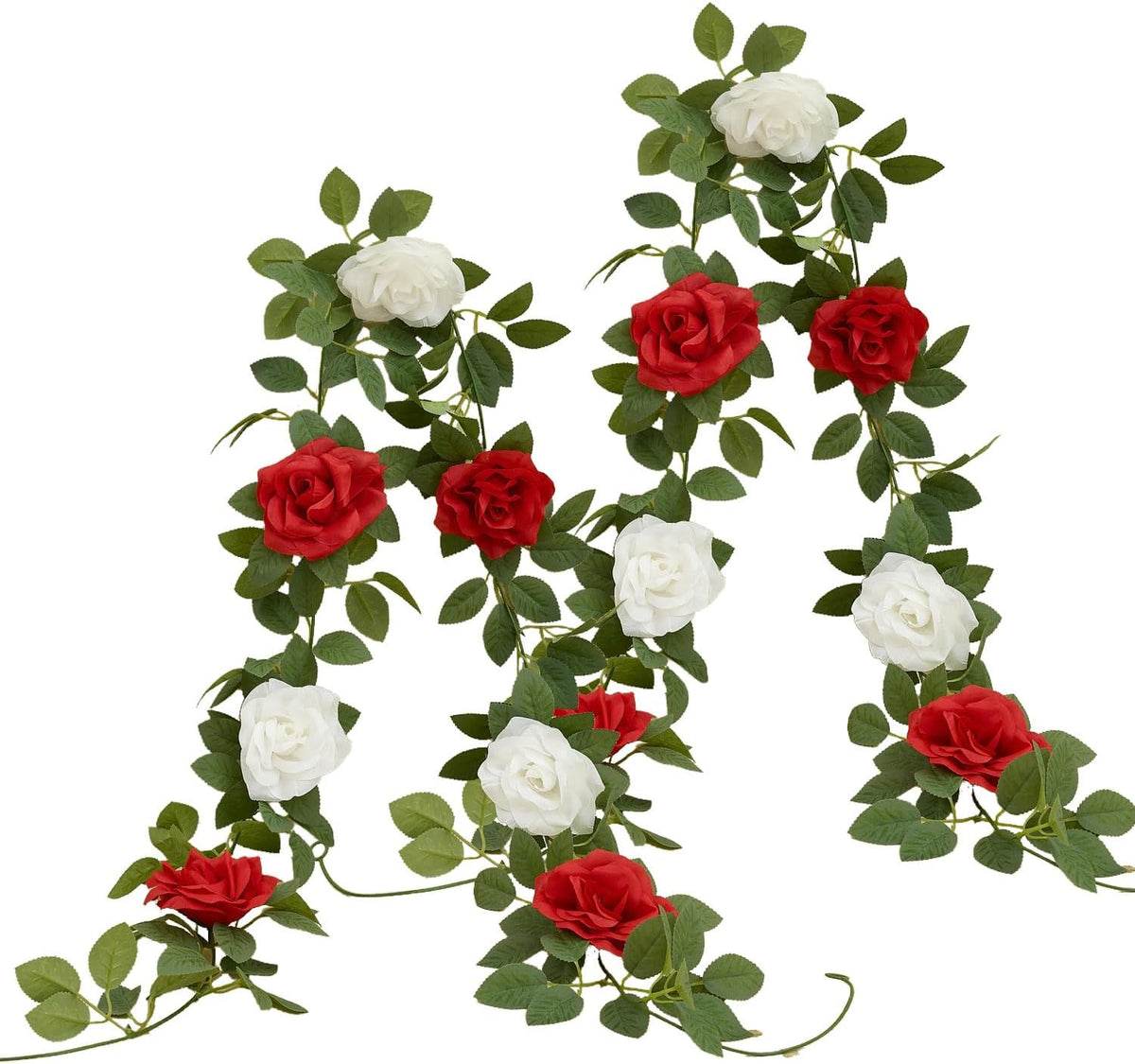 Artificial Rose Garlands Red Rose Vines Leaves Banners Hanging Floral Garland Fake Rose Flower Vine