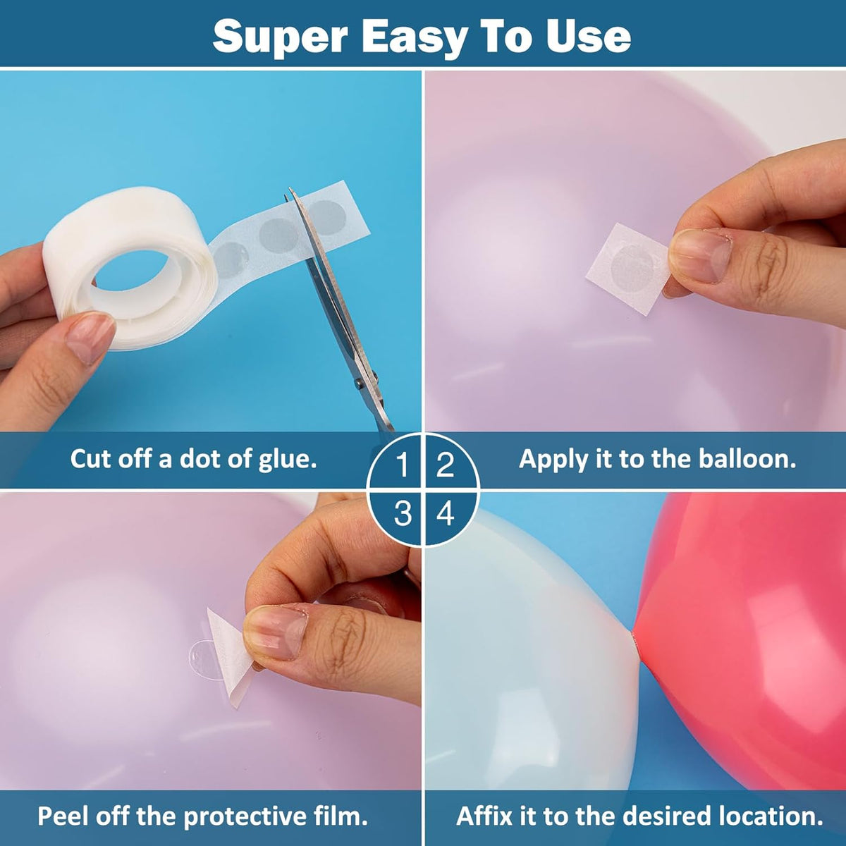 KICNIC Balloon Arch Strip Kit for Garland, 32.8 Feet Balloon Tape Strips and 200 Glue Point Dot