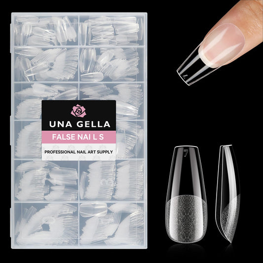 UNA GELLA Medium Coffin Nails Tips, 312Pcs Pre-Etched Gel Nail Tips Coffin Press On Nails Clear
