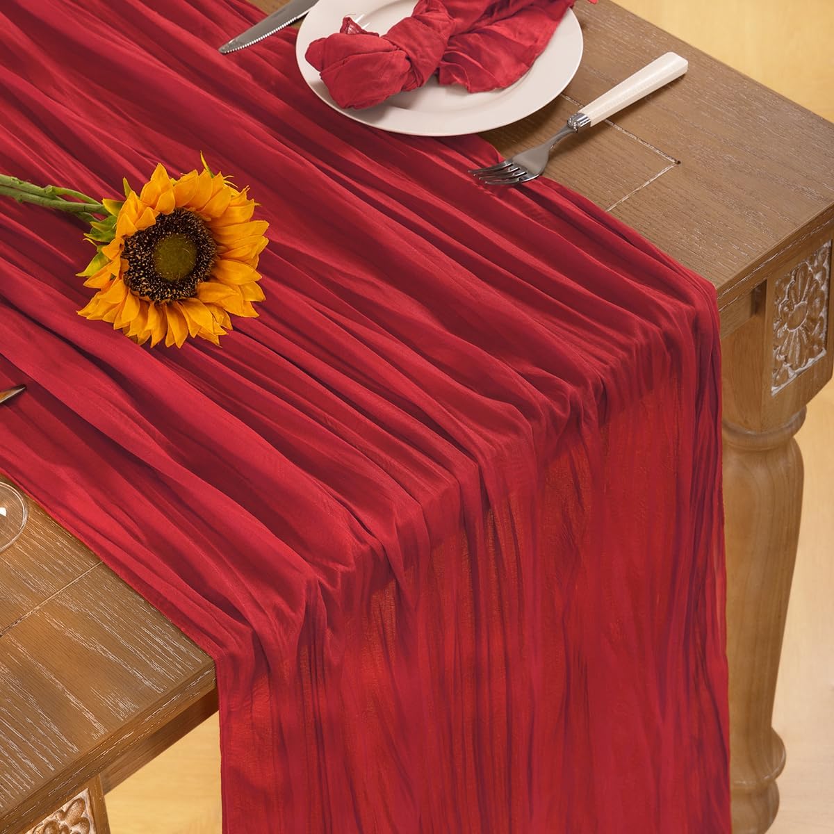 Red Cheesecloth Table Runner 6 Pack Fall Table Runners Boho Gauze 120 Inches Red Cheese Cloth Fall