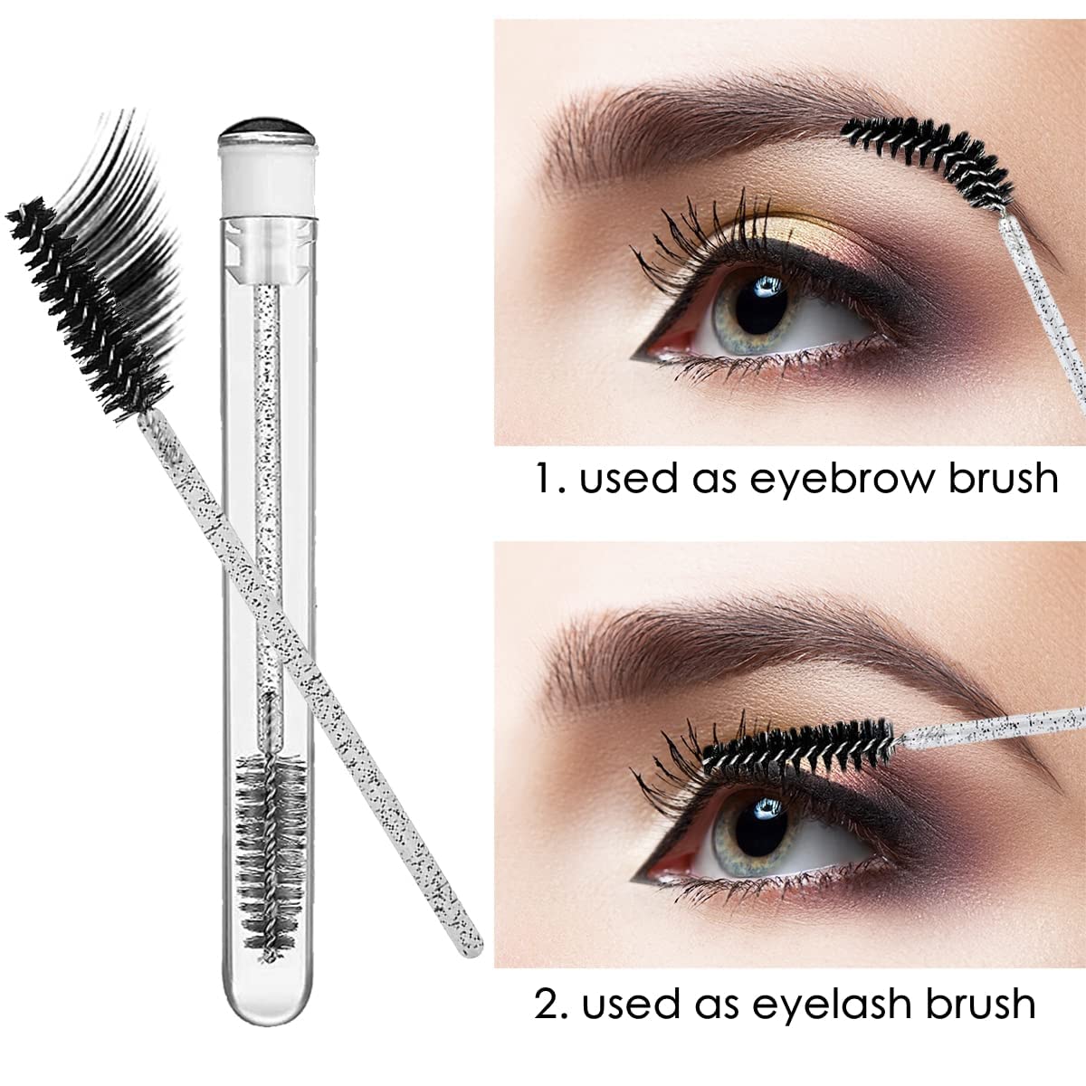 Mascara Wand Brushes Tubes Set-70 Pieces Disposable Eyelash Brushes Replacement with 20 Pieces