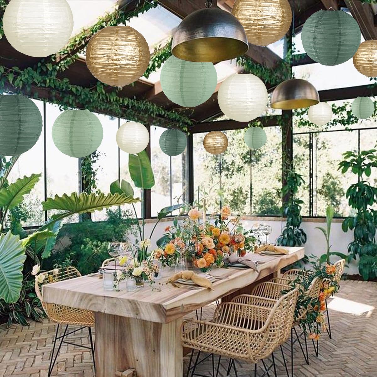 zilue Paper Lanterns Decorative, Round Hanging Paper Lanterns Decorations for Rustic Party Bridal