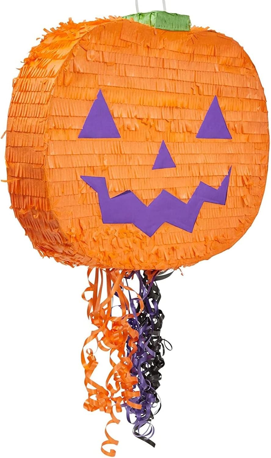 Halloween Pinata Jack-O-Lantern Pumpkin - 17 x 13 x 3 in, Orange, Corrugated Paper - 3 Pull Strings