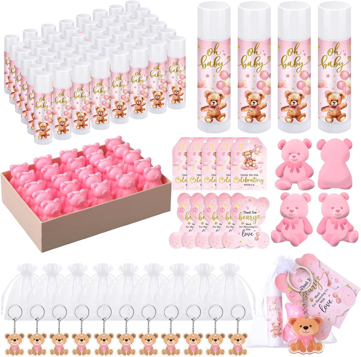 288 Baby Shower Favors Baby Shower Gifts Bulk Lip Balms Soaps Keychains Organza Bags Guest