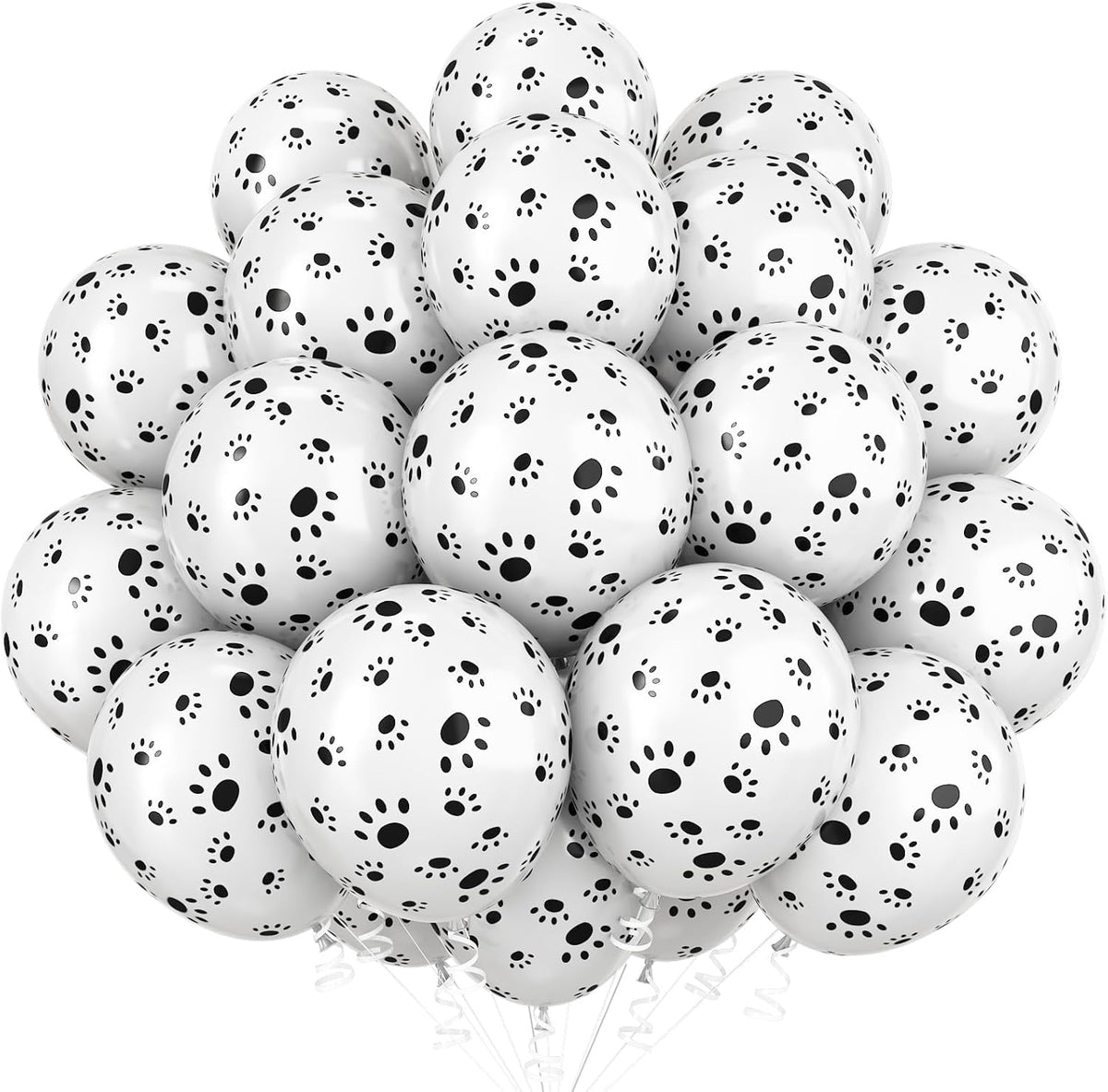 Dog Paw Print Balloons, Cute Puppy Pet Theme Birthday Latex Balloons for Boys Girls, Black White