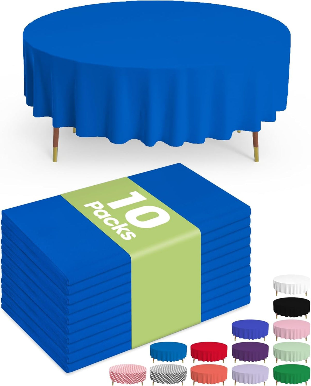 Pureegg Plastic Table Cloth Disposable 10 Pack, 84'' Round Table Cloths, Graduation, Patriotic