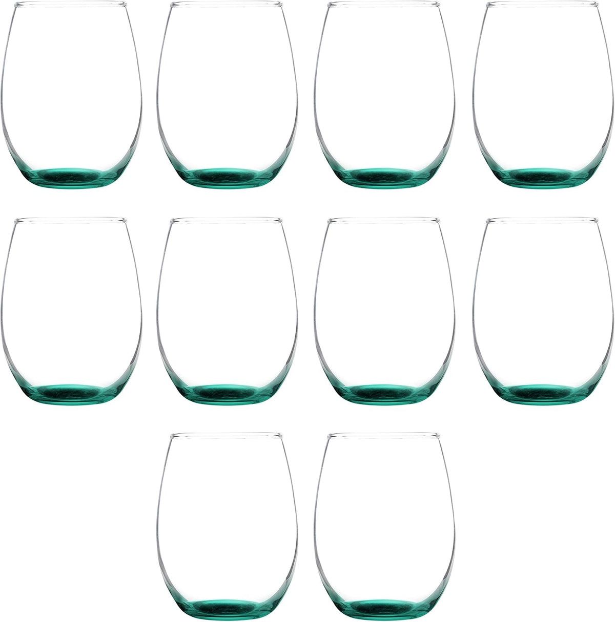 DISCOUNT PROMOS Stemless Wine Glass 9 oz. Set of 10, Bulk Pack - Great for Wedding Favors