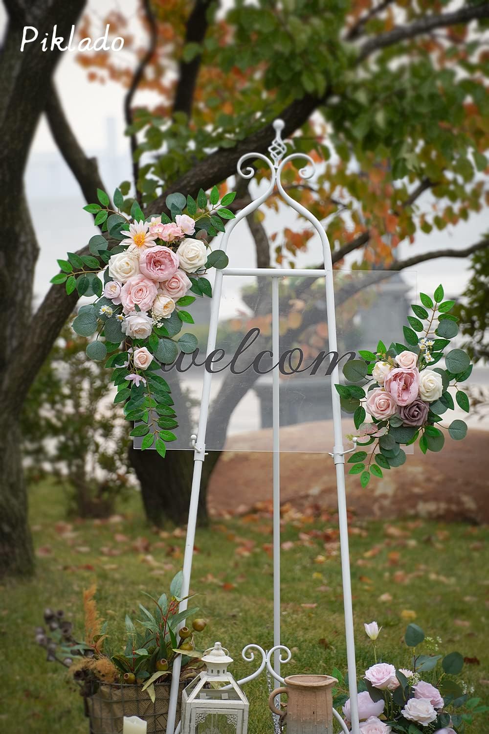 Faux Flower Swag Set of 2 for Wedding Welcome Signs Floral Swag Wedding Reception Ceremony Signs