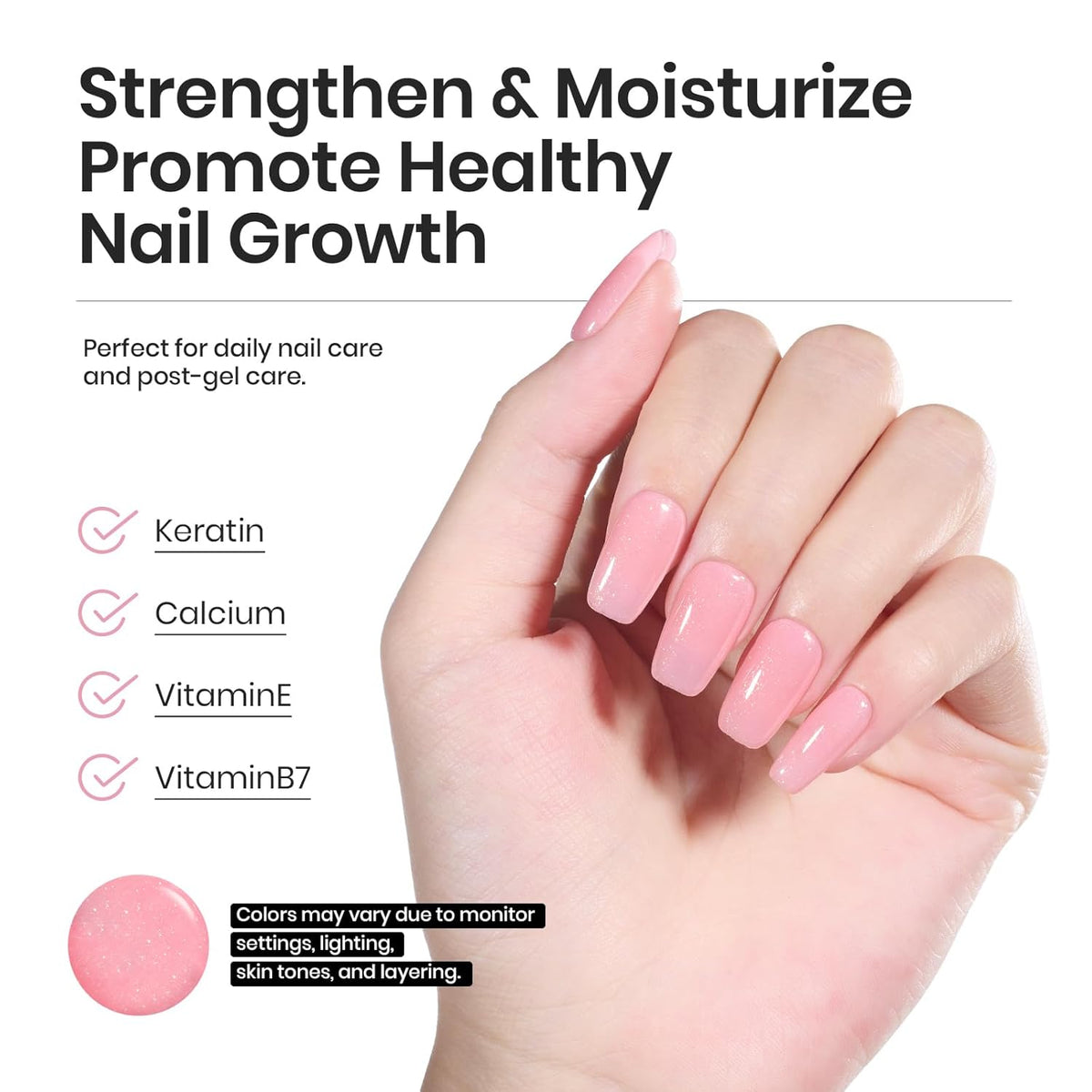 Beetles Nude Rubber Base Gel Nail Polish - Light Pink Color Base Gel for Nails Strengthening