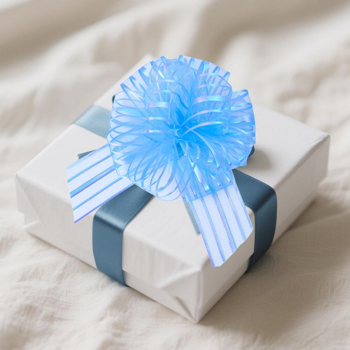 12 Pcs 6 Inch Large Organza Pull Bow Ribbon – Elegant Gift Bows for Wedding Decorations, Christmas