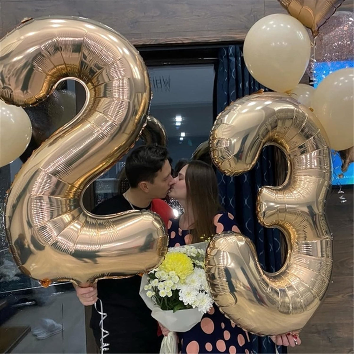40 Inch Balloon Number 2 Champagne Gold, Large Foil Light Gold Number Balloons Set 0-9 for Women