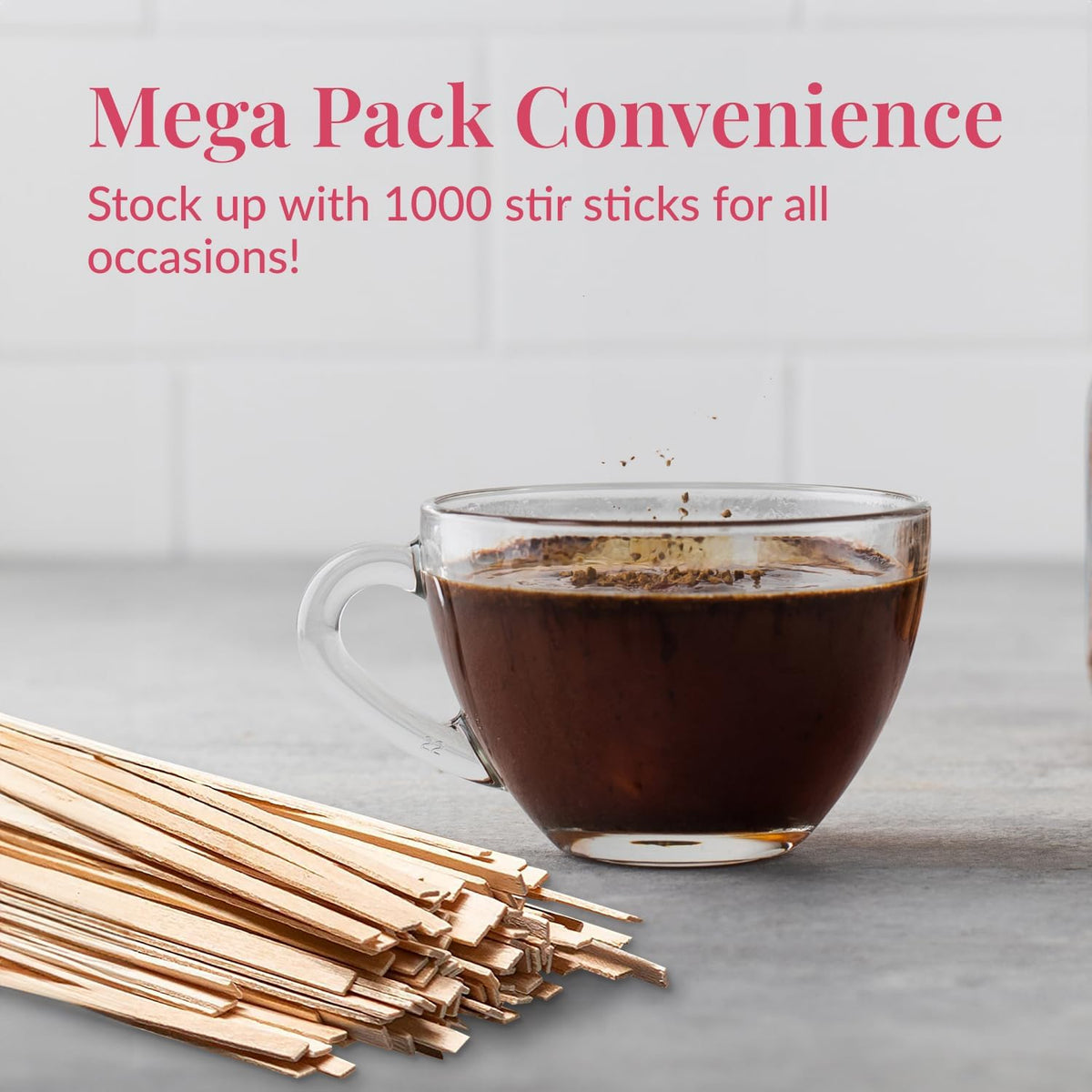 1000 Wooden Coffee Stirrer by Prestee - Disposable 5.5 inches Long Wooden Stir Sticks for Coffee
