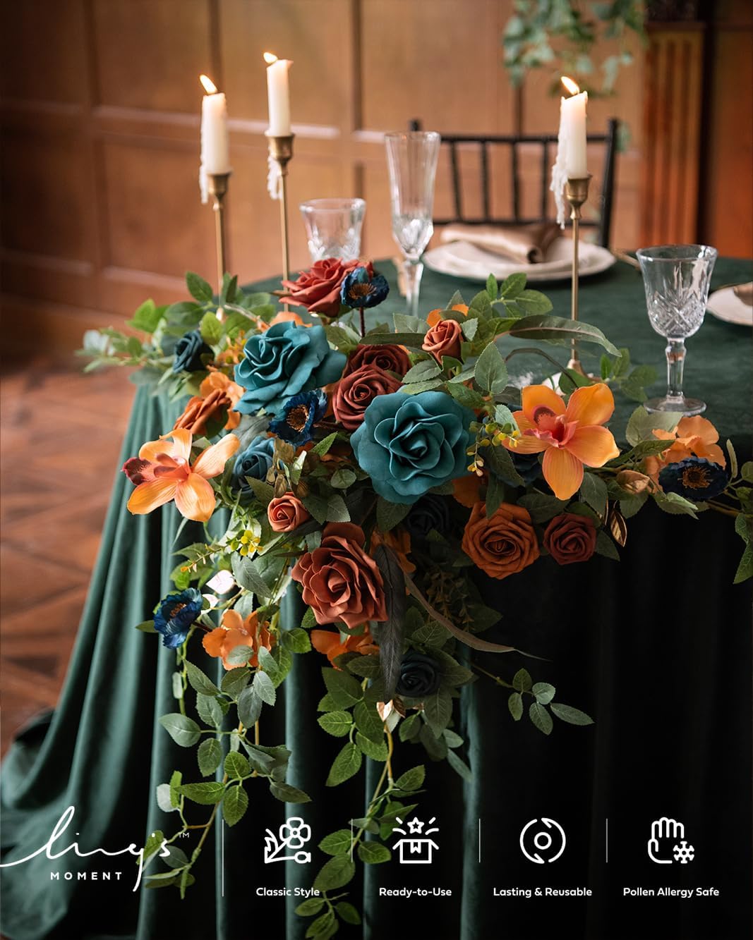 Ling's Moment 9FT Flower Garland for Backdrop Decoration - Fall Wedding Arch Flowers, Eucalyptus &