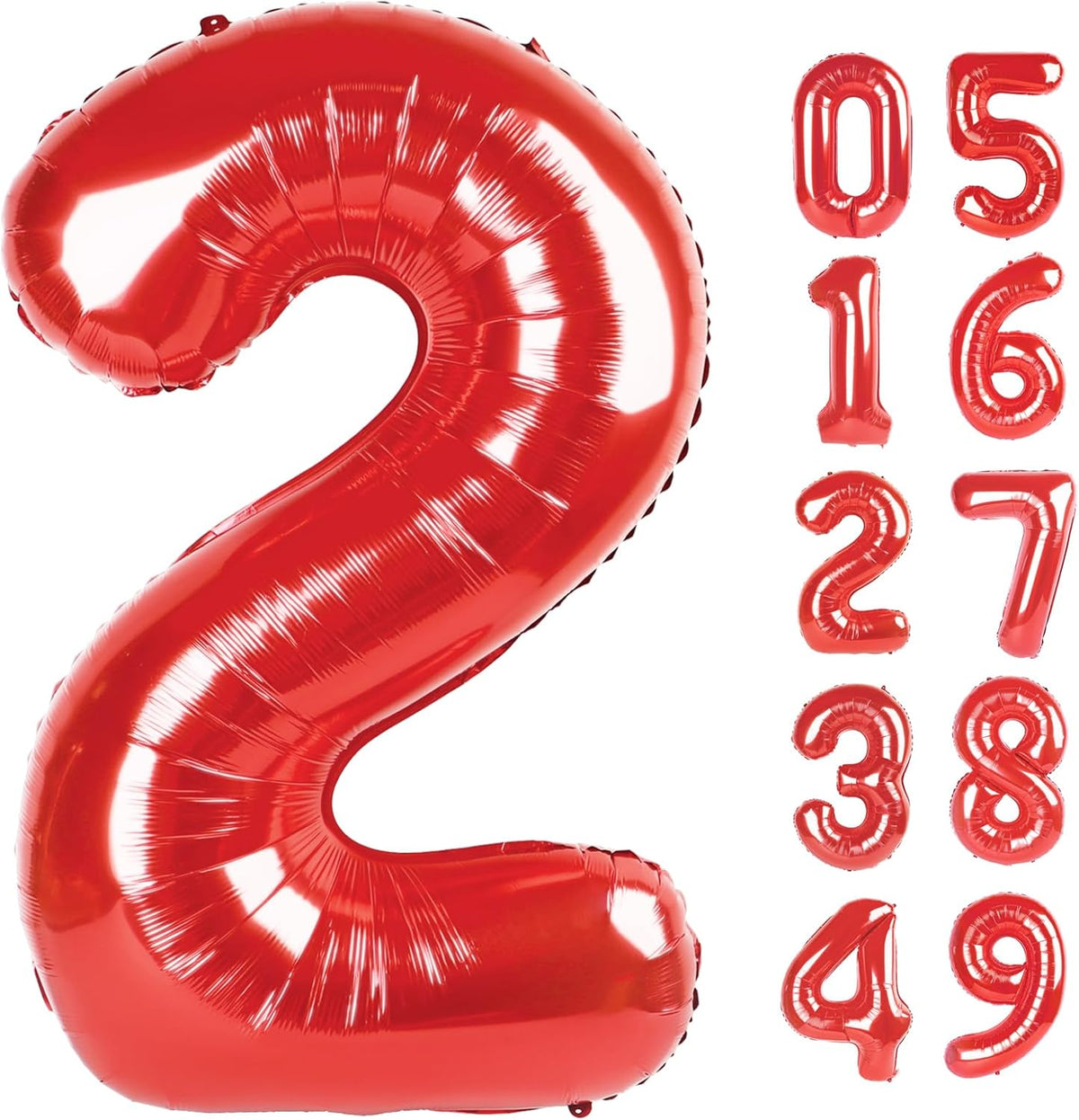 Number Balloon 40 Inch Red 2 Balloon, Number 2 Balloon Two Second 2nd Birthday Party Supplies, 12