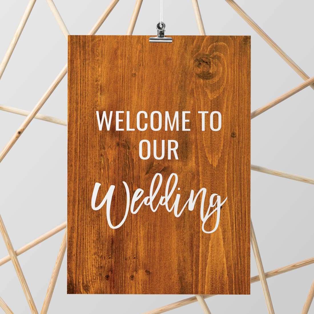 Andaz Press Extra Large Wedding Easel Board Party Sign, 12x18-inch, Rustic Barn Wood, Welcome to