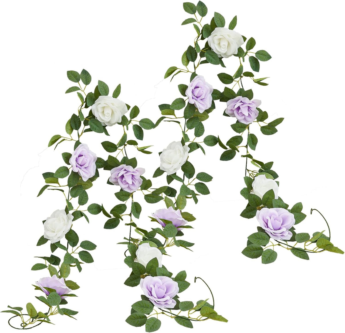 Lavender Artificial Rose Garlands Rose Vines Leaves Banners Hanging Floral Garland Fake Rose Flower