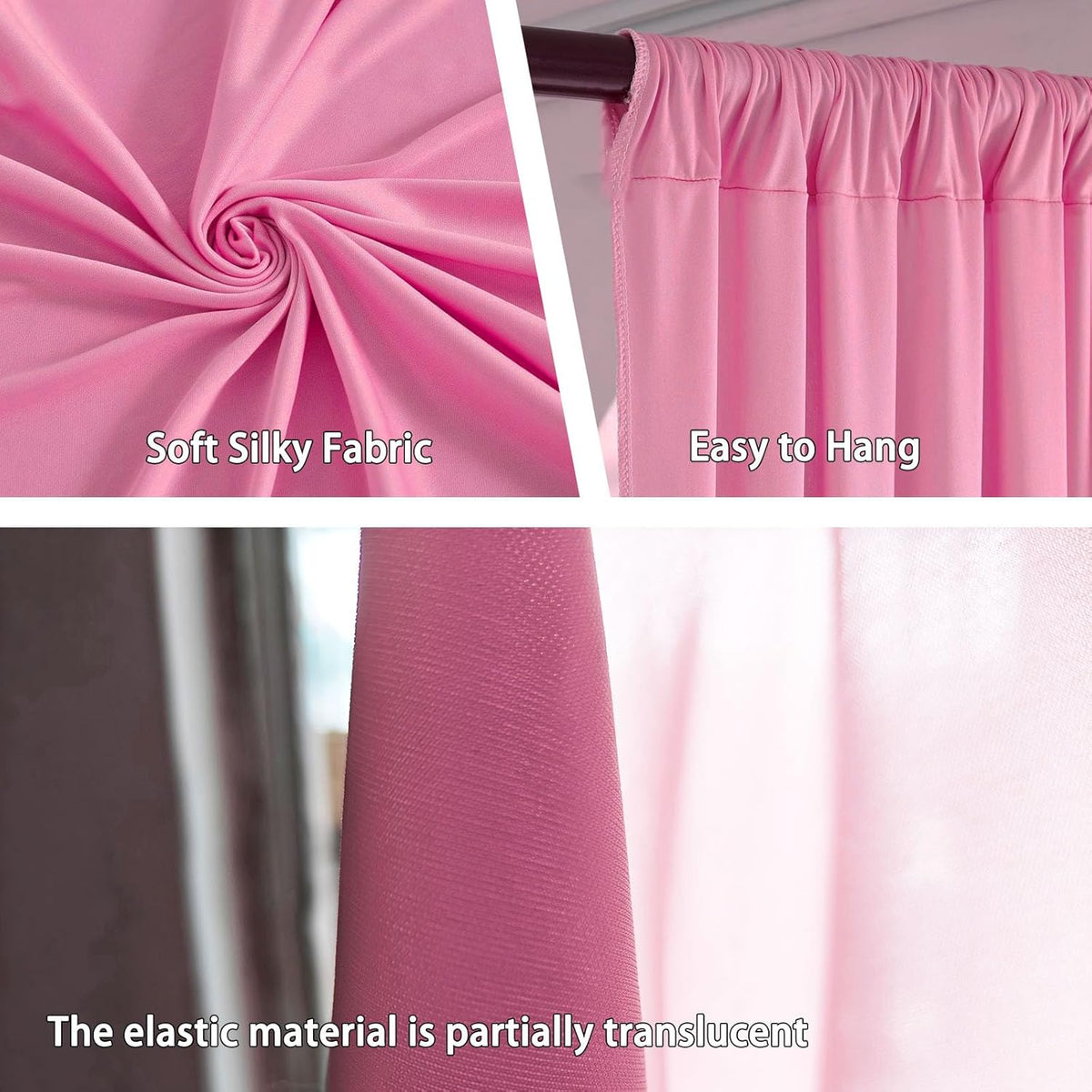 10 x 10 Feet New Pink A Backdrop Curtain for Partie, Background Curtains for Photoshoot, Birthday