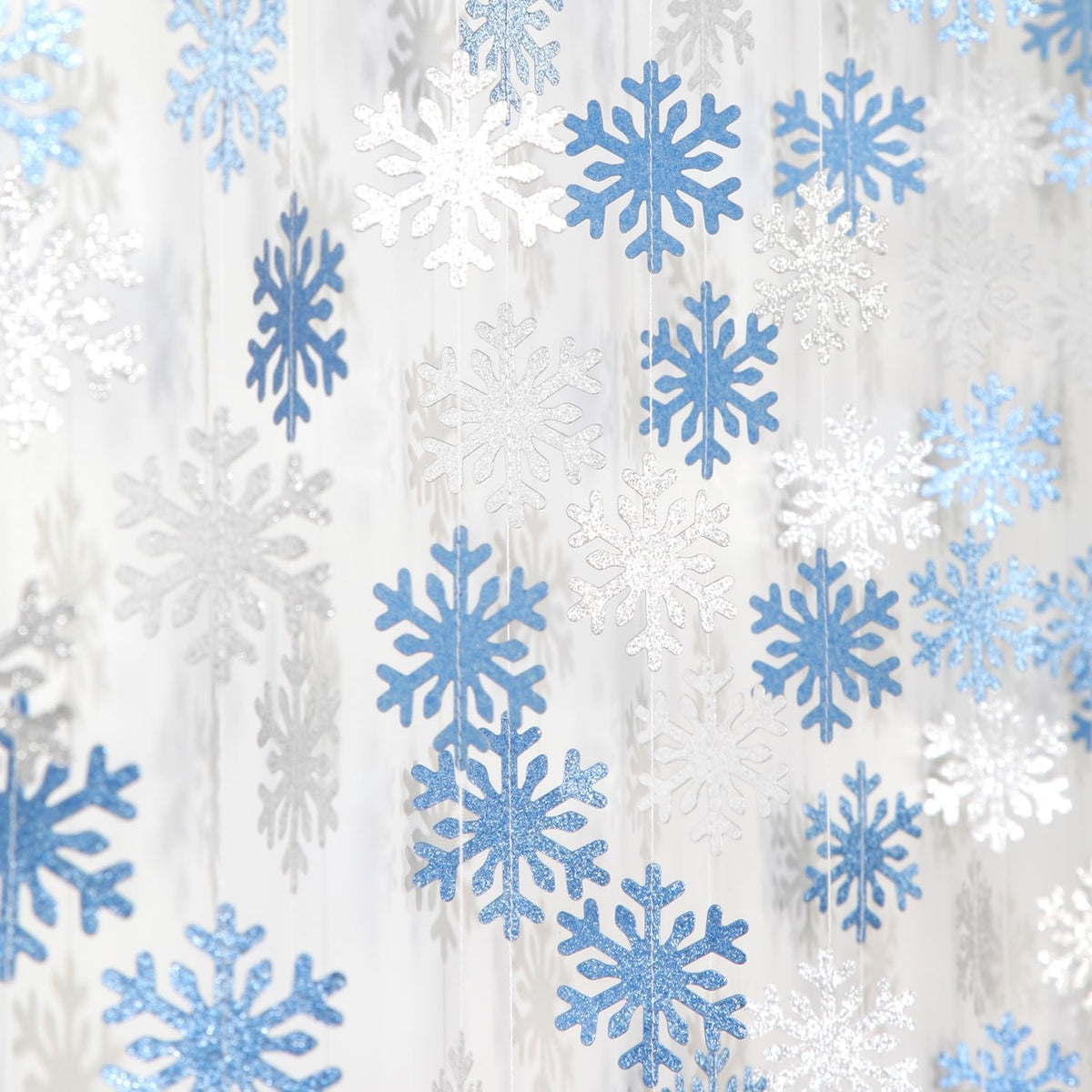 Snowflake-Snow Blue-Silver Christmas Party-Decoration Garland - 52ft Winter Wonderland Frozen