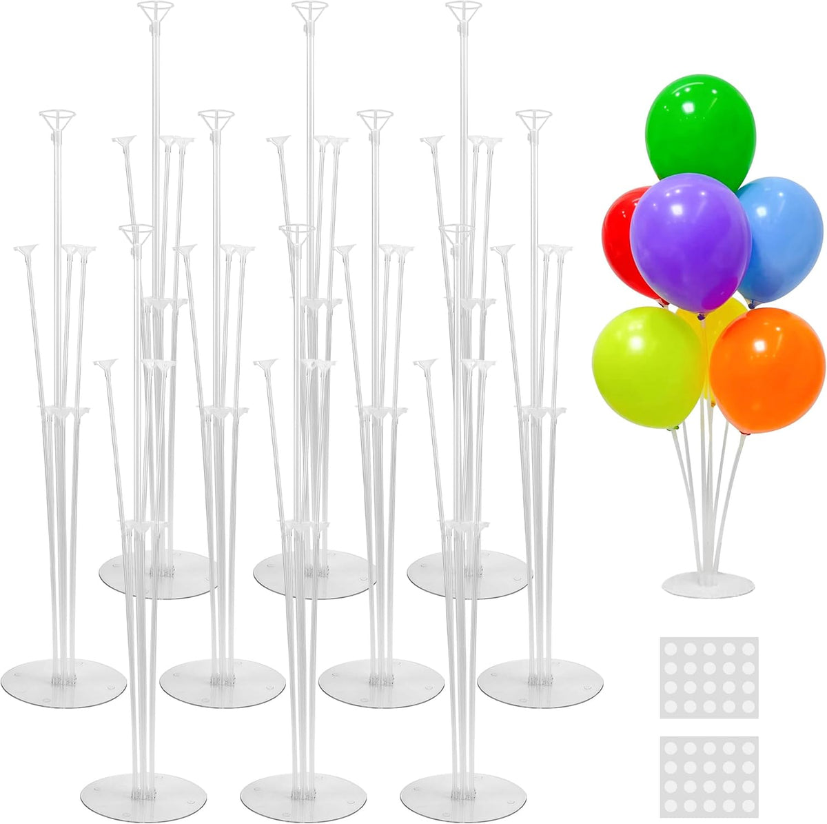 JOYYPOP 10 Sets Balloon Stand Kit, Balloon Sticks with Base Party Supplies Birthday Graduation