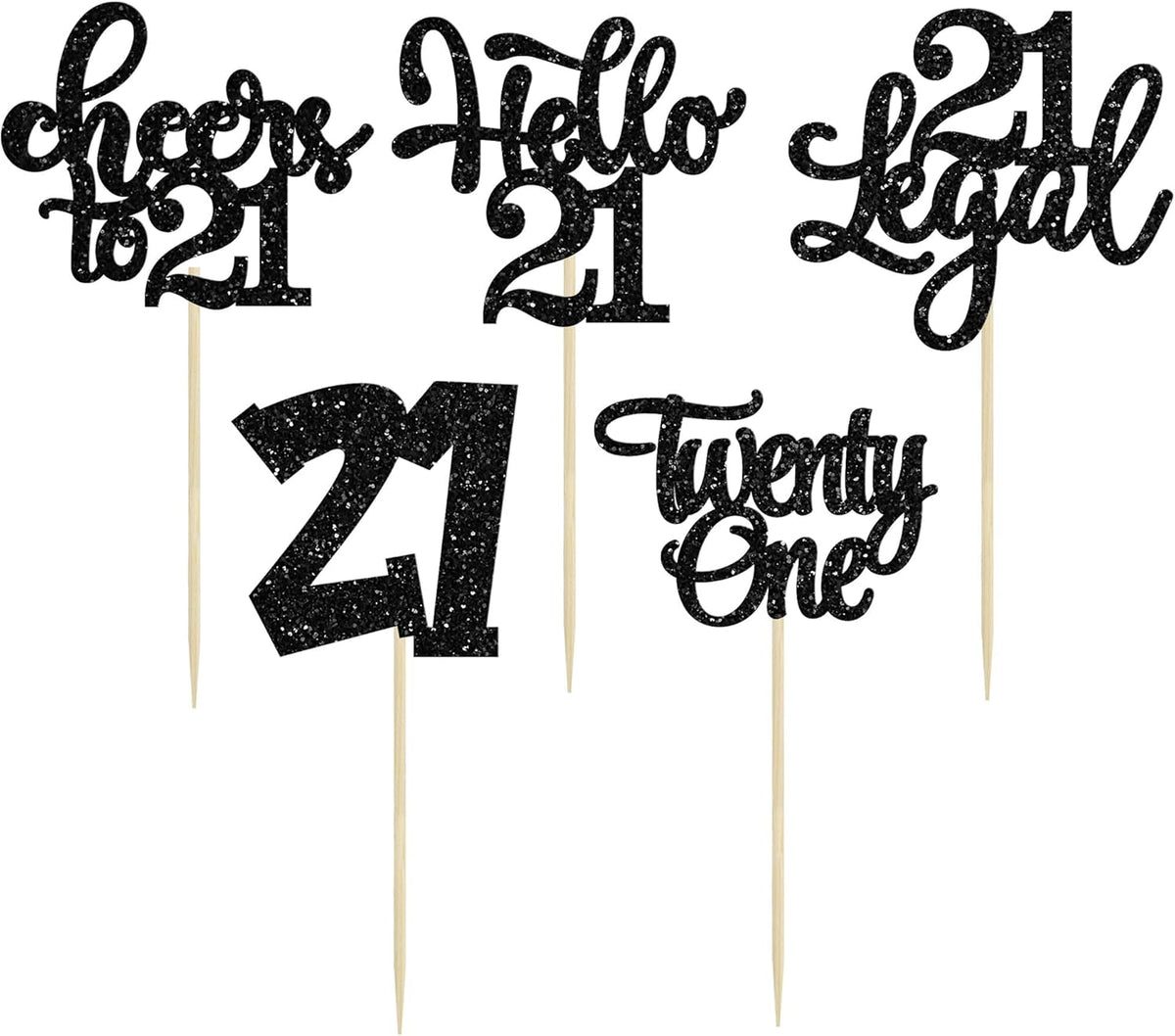 30pcs 21st Birthday Cupcake Toppers - Legal 21st Cupcake Picks - Cheers to 21 Years Old Cake