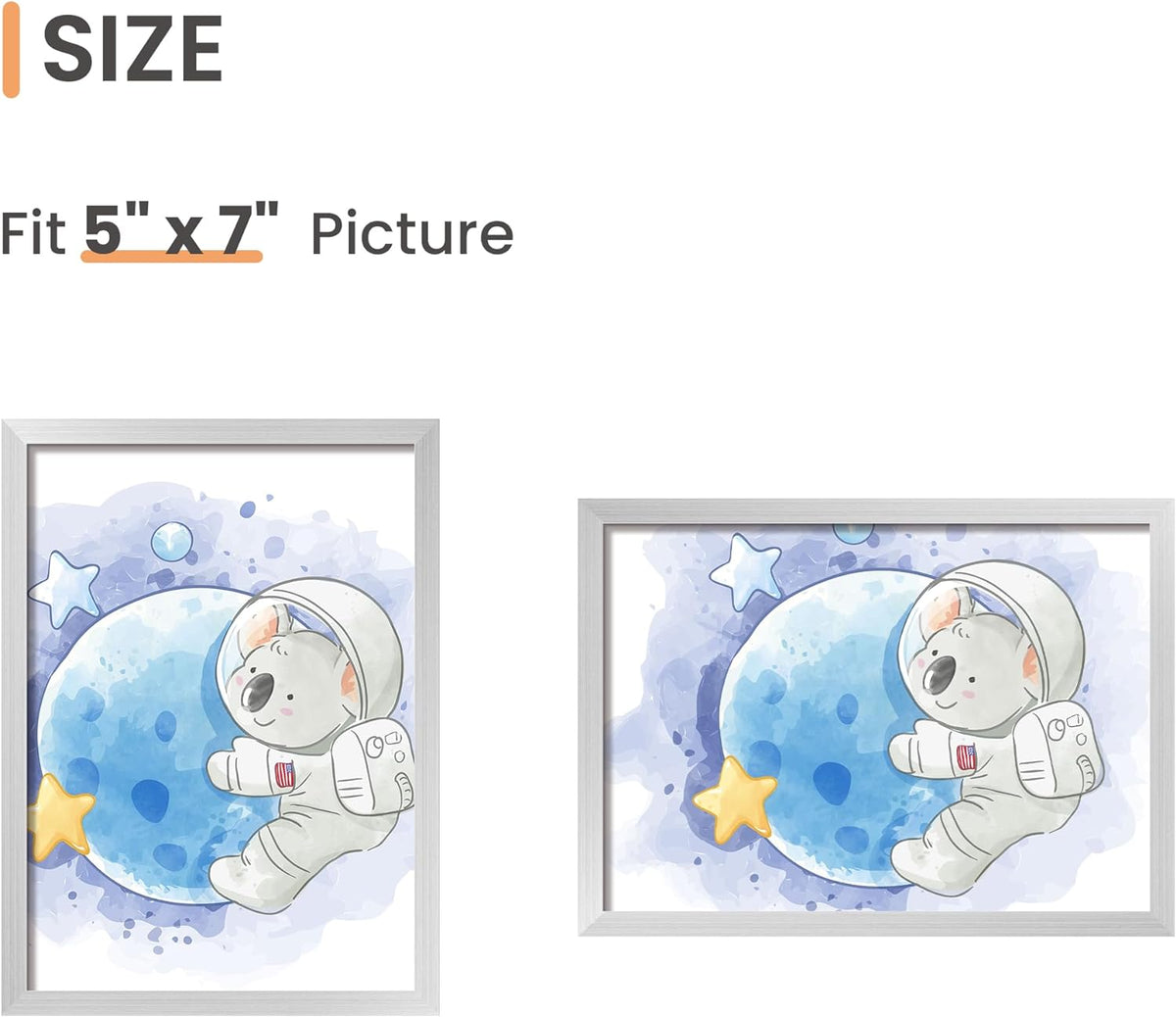 upsimples 5x7 Picture Frame Set of 3, Made of High Definition Glass for 5 x 7 Silver Frames, Wall
