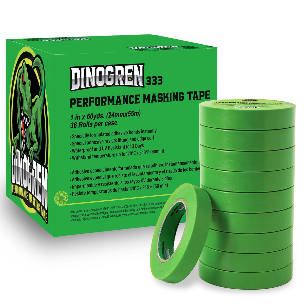 LAUCO DINOGREN High Performance Masking Tape for Car Paint, Heat & Water Resistant, Multi-Purpose