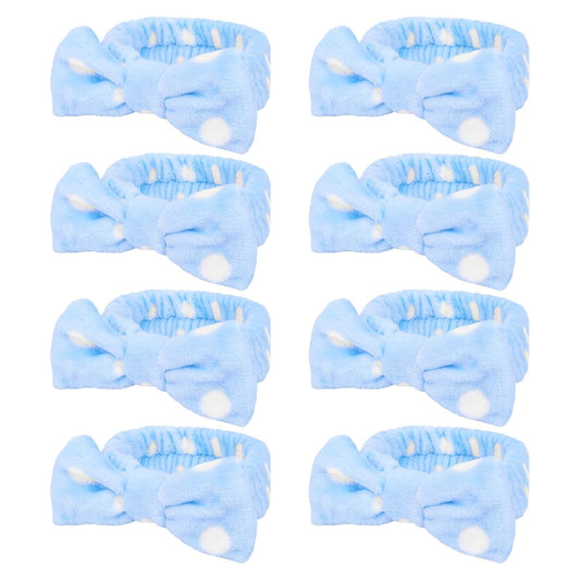 Semato 8 Pcs Blue Dot Bachelorette Party Favor Set Bridesmaid Headband Skincare Headbands for Women
