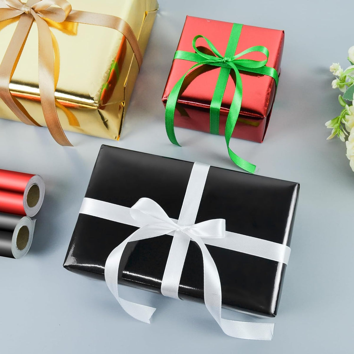KMER LIFE Metallic Wrapping Roll (Gold) - 17 x 394 Inch, Premium Gift Wrapping for Birthday