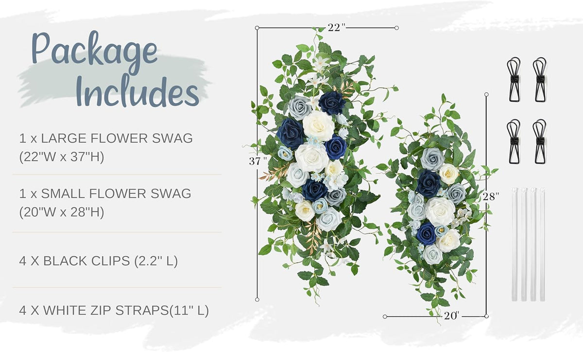 Arch Flower Kit of 2 - Artificial Floral Swag for Wedding Welcome Sign, Reception Ceremony Signs