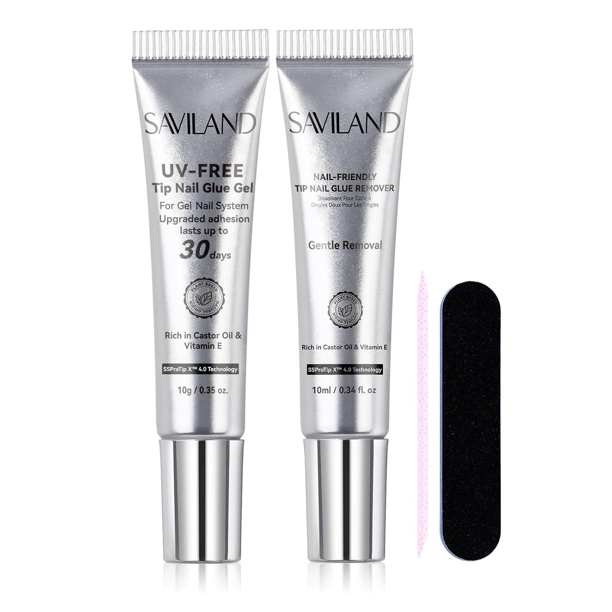 SAVILAND 10g Semi Solid Nail Glue Gel with 10ml Quick Remover for Press On Nails Tips No U V Lamp