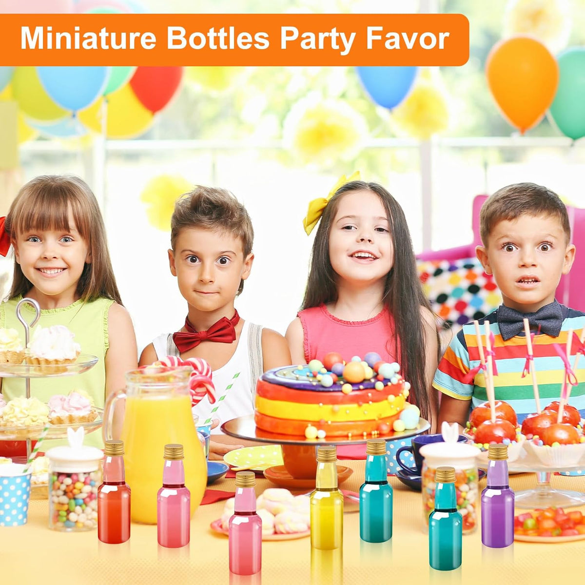 96 Pcs Mini Liquor Bottles Set, 30 Pcs 2oz Plastic Alcohol Bottles with Gold Cap, 30pcs Kraft Tags