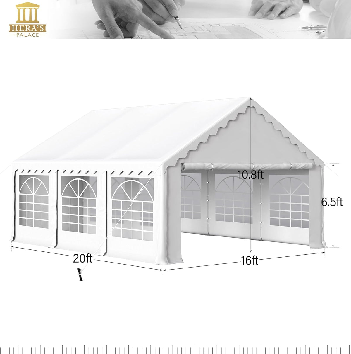 HERA'S PALACE 16'x 20' Outdoor Tents for Parties Large Canopy Tent with 8 Removable Sidewalls Heavy