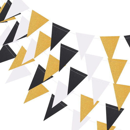 MerryNine Triangle Flag Bunting Banner, 3 Pack 30 Feet Vintage Style Pennant Banner for Wedding